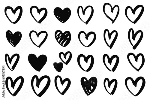 Collection set of hand drawn scribble hearts isolated on white background. Vector set of hand drawn hearts on a white background. Heart Icons Set, hand drawn icons and illustrations for valentines. © Oleg