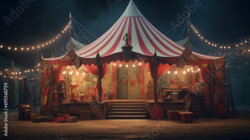 A sideshow tent featuring unique and unusual acts.