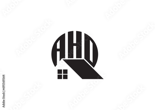 Real Estate Letter AHO Monogram Vector Logo.Home Or Building Shape AHO Logo. photo