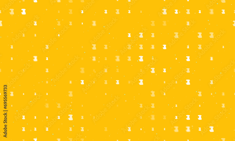 Seamless background pattern of evenly spaced white sanding machine symbols of different sizes and opacity. Vector illustration on amber background with stars
