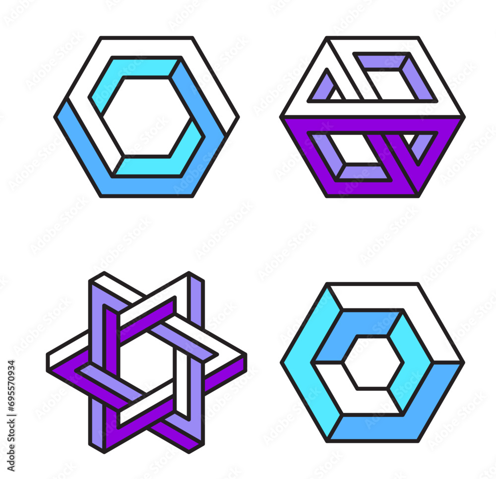 Abstract fun shapes isolated on white background. Fascinating geometric shapes. Vector illustration. 