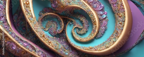 a spiral design with gold and purple swirls