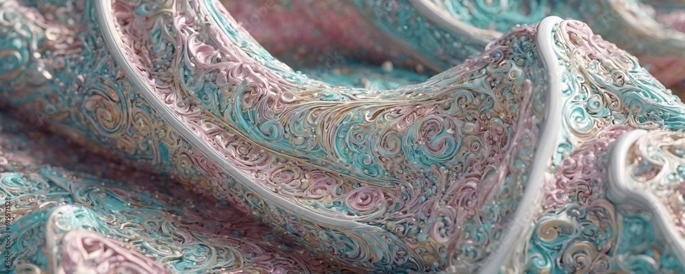 a close up of a scarf with a pattern