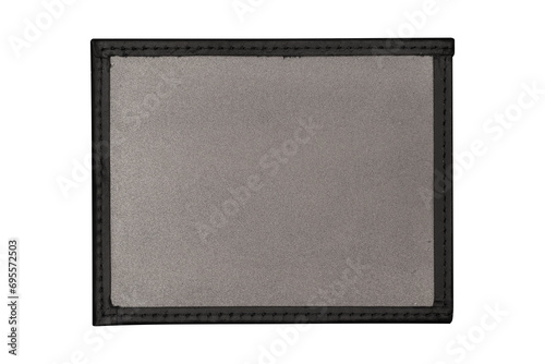 Black ID card holder leather cover frame with empty space isolated on transparent background. photo