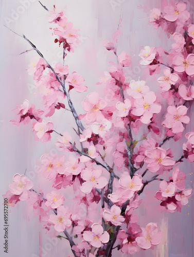 Illustration of pink blossom flowers