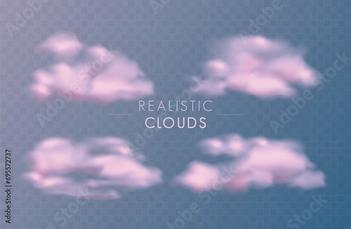 Realistic pink transparent sky clouds.