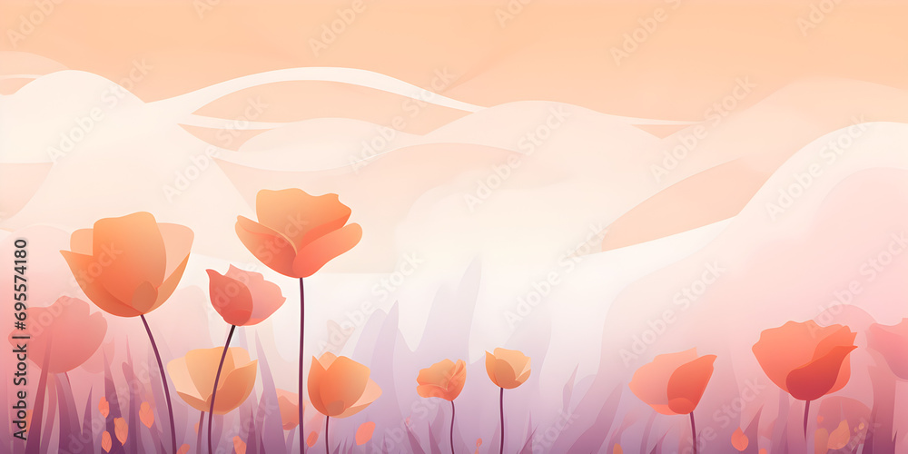 Abstract floral background with orange flowers