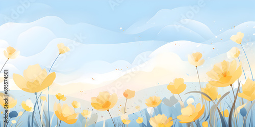 Abstract yellow and blue spring floral background