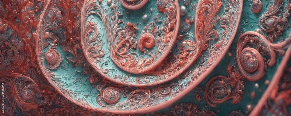 a close up of a red and blue swirl