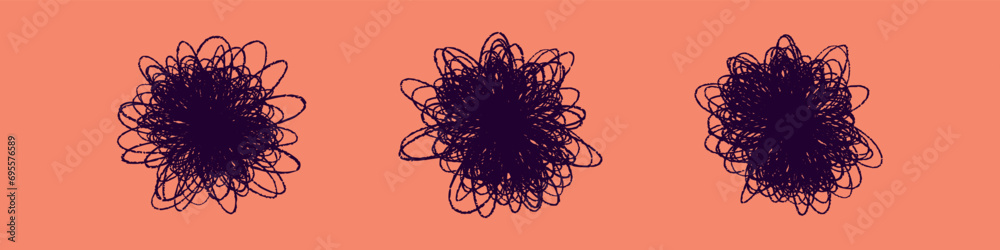 Chaos and brain line icon stress and anxiety. Complexity of thinking and mental challenges with mind scribbles. Flat vector illustration isolated on white background. - obrazy, fototapety, plakaty 