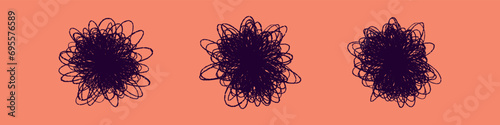 Chaos and brain line icon stress and anxiety. Complexity of thinking and mental challenges with mind scribbles. Flat vector illustration isolated on white background.