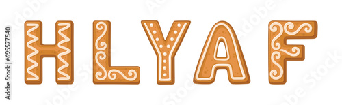 Alphabet Gingerbread Cookie Letter Character and Symbol Vector Set