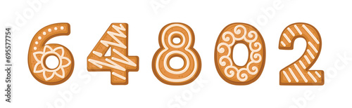 Alphabet Gingerbread Cookie Number and Numeral Character and Symbol Vector Set