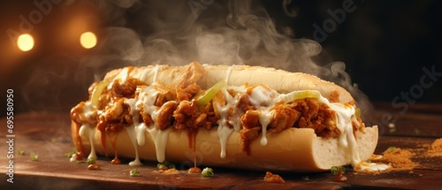 chicken curry sub with pepper jack and cheese