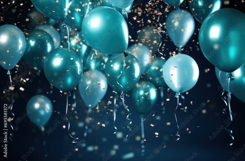 confetti filled with balloons over a dark background confetti filled with balloons over a dark background