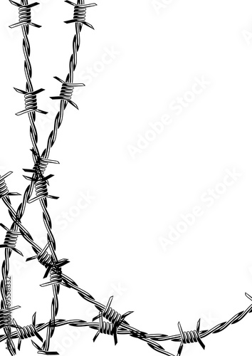 Barbed wire background. Sharp barbwire border chain.
