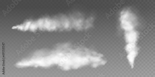 Fog or smoke insulated transparent special effect. White vector background of cloudiness, fog or smog. Vector illustration