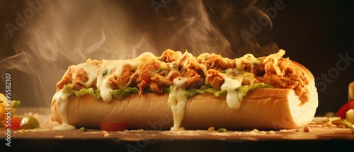 chicken curry sub with pepper jack and cheese photo