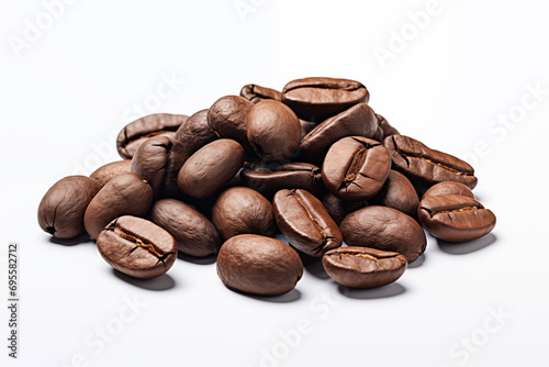 Coffee beans isolated on white background. Close up