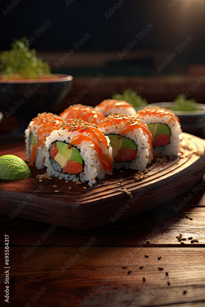 Sushi on dark background Sushi on dark background