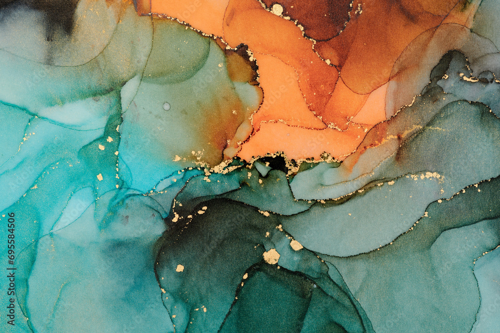 Natural luxury abstract fluid art painting in alcohol ink technique ...
