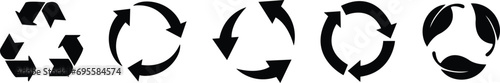 recycle symbol in flat style set icons with frame. Isolated on transparent background .cardboard boxes or packaging of goods such as warning signs logotype vector for apps and website photo