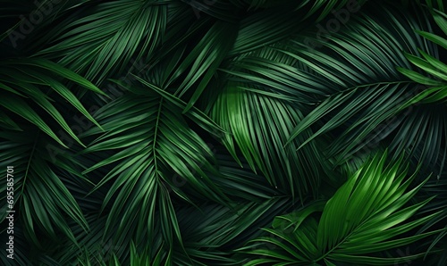A lush green palm tree with large leaves Generative AI photo