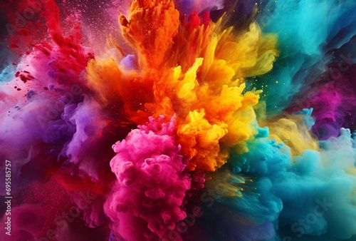Colorful Explosion of Paint in the Air Generative AI