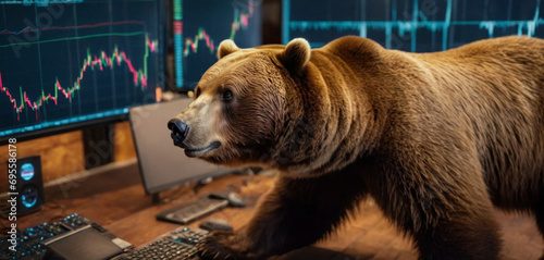 bear market and bear is engaged in cryptocurrency trading