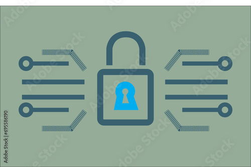 digital data protection linear icon