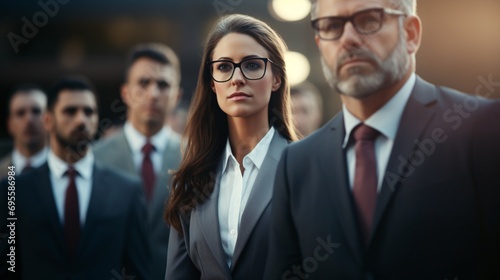 A woman in a business suit looking at the camera Generative AI