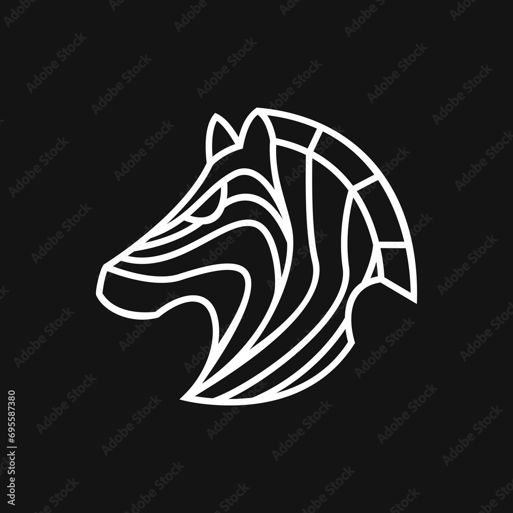 Black zebra logo animal line illustration