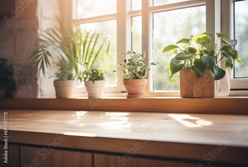 A Window with Potted Plants Generative AI