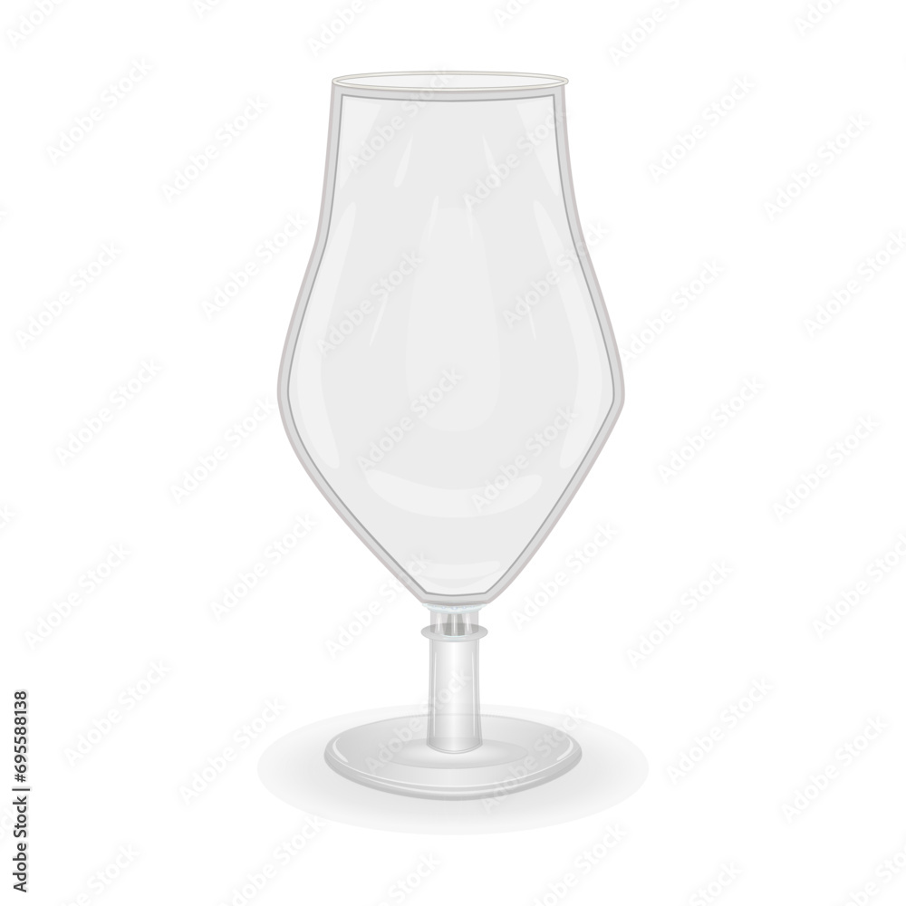 Empty glass for drink isolated on white background. Blank beer mug on leg. Tall water cup. Goblet transparent for bar and beverage. Stemware for different drinks. Stock vector illustration Empty glass for drink isolated on white background. Blank beer mug on leg. Tall water cup. Goblet transparent for bar and beverage. Stemware for different drinks. Stock vector illustration