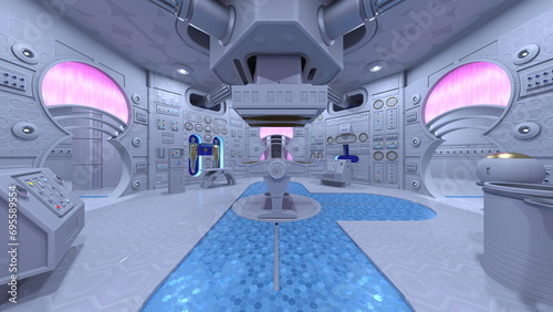 宇宙船内の風景 3DCG レンダリング