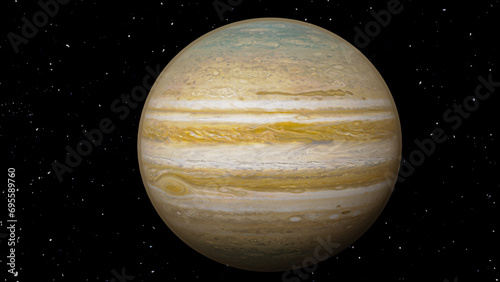 jupiter in space. realistic planet jupiter. space background with jupiter.