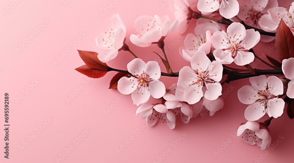 spring flowers on a pink background