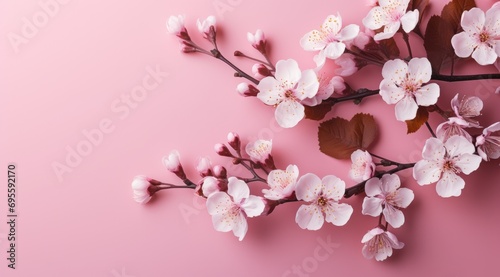 spring flowers on a pink background