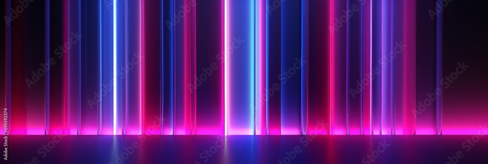 Fototapeta premium Abstract bright background in neon pink purple colors, vertical and horizontal lines, banner