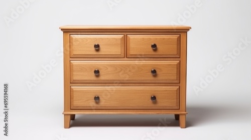 Oak chest of drawers on a light background