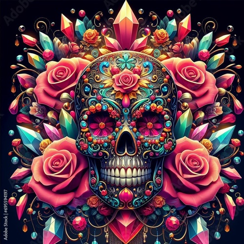 stylized mexican skull