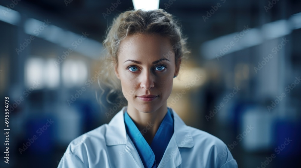 Portrait of serious female key front line worker Portrait of serious female key front line worker
