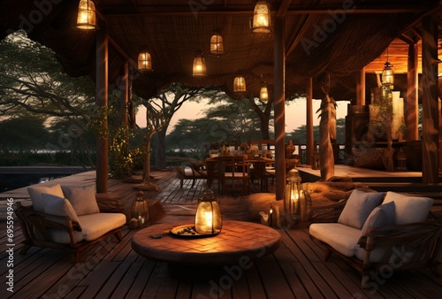 African Outdoor Dining Experience Generative AI © vinod