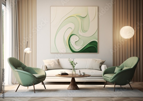 A cozy living room with a modern art piece on the wall Generative AI