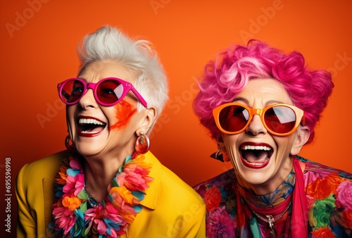 Two Women Laughing and Smiling Generative AI