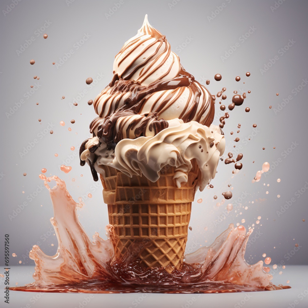 Chocolate and Vanilla Ice Cream Exploding from a Chocolate Chip Ice ...