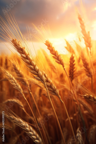 wheat in field, photorealistic, cinematic, macro photography, realistic, detailed, long exposure, magical nature photography created with Generative Ai © Andrii Yablonskyi