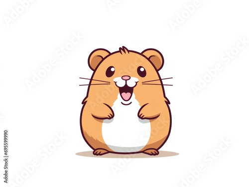 2d funny cute cartoon Hamster animal  colorful illustration  white background