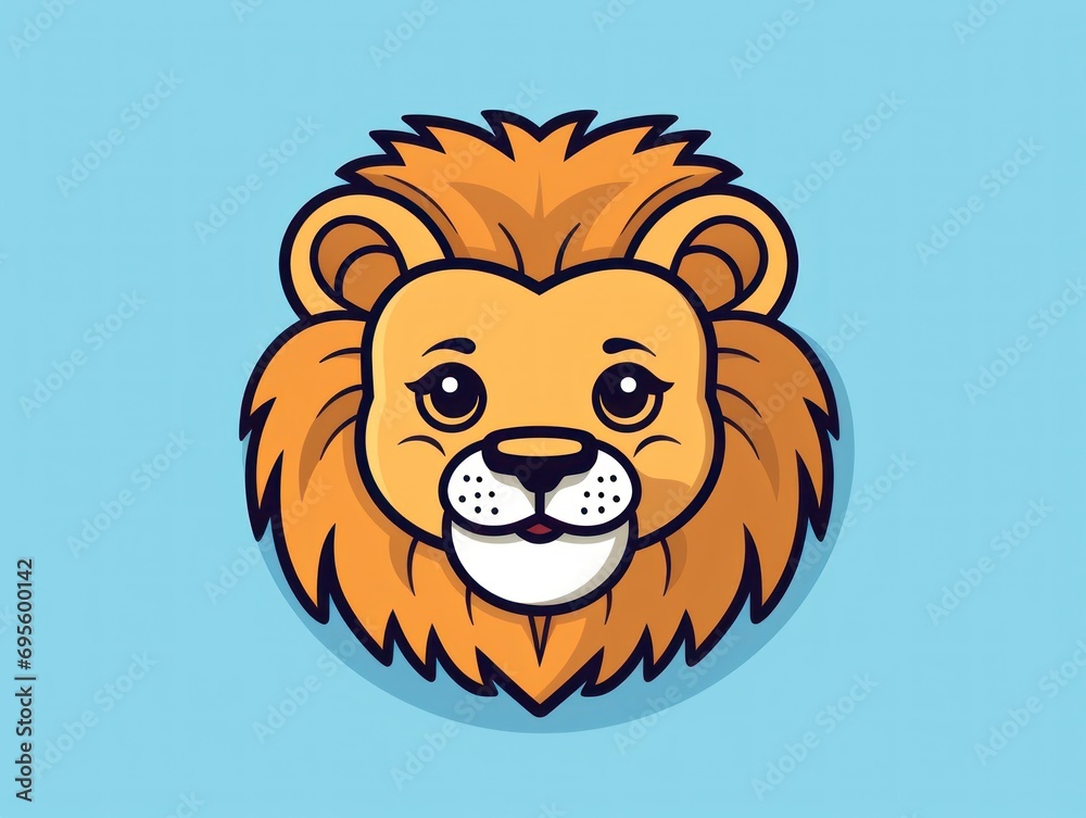 2d funny cute cartoon Lion animal, colorful illustration, flat background 2d funny cute cartoon Lion animal, colorful illustration, flat background