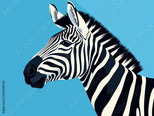 2d funny cute cartoon Zebra animal, colorful illustration, flat background